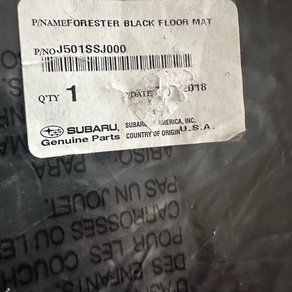 Genuine Subaru Forester Black Car Floor Mats - Picture 5 of 5